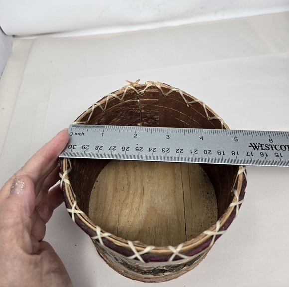 Handmade Birchbark Basket Primitive Look Stitched Laced Together Natural Nature - Picture 12 of 12